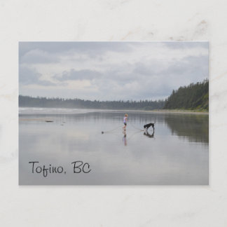 Girl and Dog at the Beach Postcard