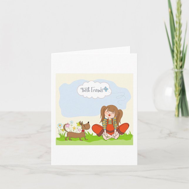 Girl And Dog Best Friends Card (Creator Uploaded)