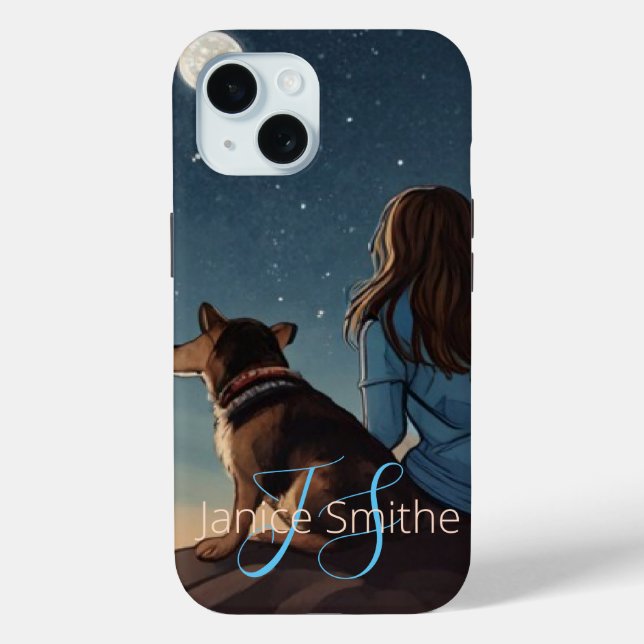 Girl and Dog Monogram Case-Mate iPhone Case (Back)