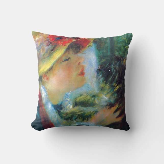 Girl and Dog Renoir Impressionism Fine Art Cushion (Front)