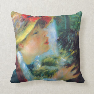 Girl and Dog Renoir Impressionism Fine Art Cushion