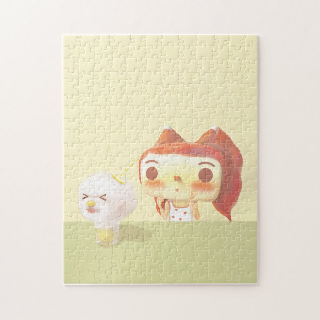 Girl and Dog Soda Illustration Jigsaw Puzzle (Vertical)