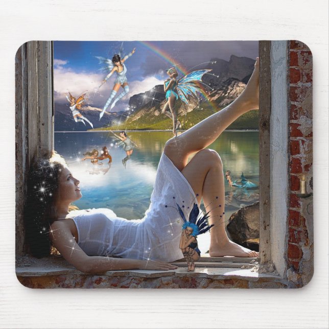 Girl and Fairies Mouse Pad (Front)