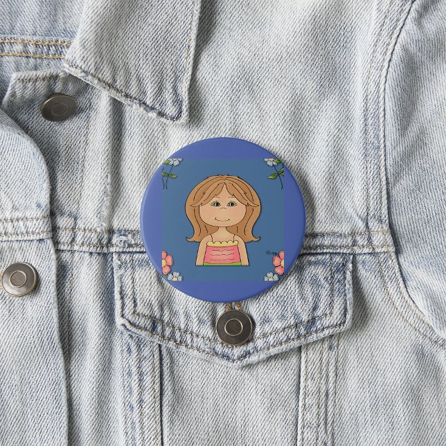 Girl And Flowers 7.5 Cm Round Badge (Creator Uploaded)