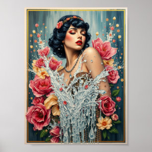 Girl and Flowers art Poster