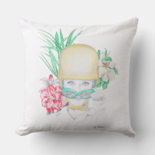 Girl and flowers cushion