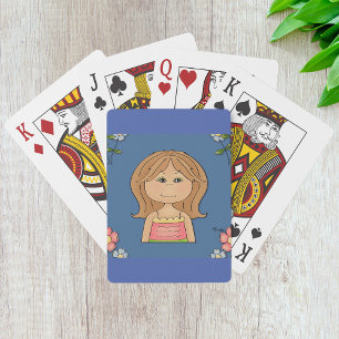Girl And Flowers Playing Cards