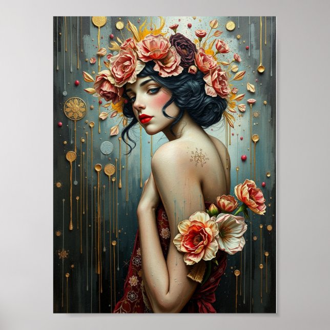 Girl and flowers poster (Front)