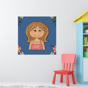 Girl And Flowers Poster