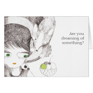 Girl and fox dreaming card
