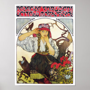 Girl and Geranium, Mucha Poster