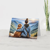 Girl and Golden Retriever Thinking of You