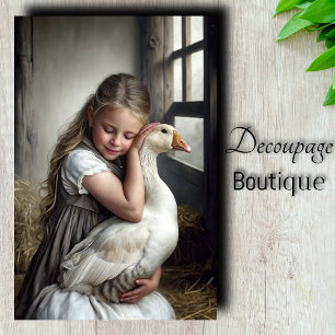 Girl and Goose Decoupage  Tissue Paper