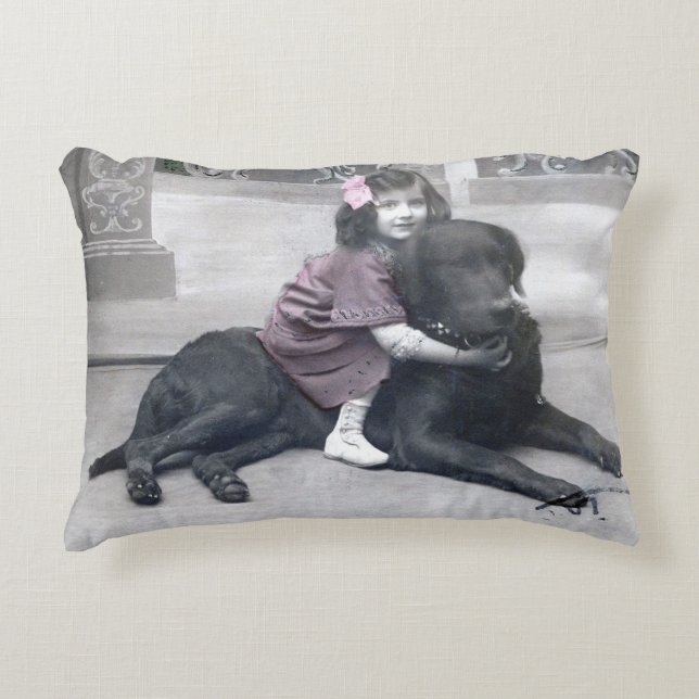 Girl and her Dog Decorative Cushion (Front)