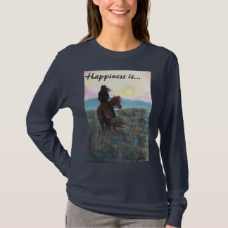 Girl and Horse "Happiness is" Ladies T-Shirt