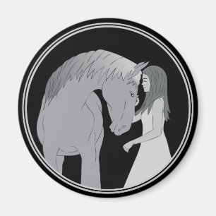Girl and Horse Horseriding Equestrian Magnet