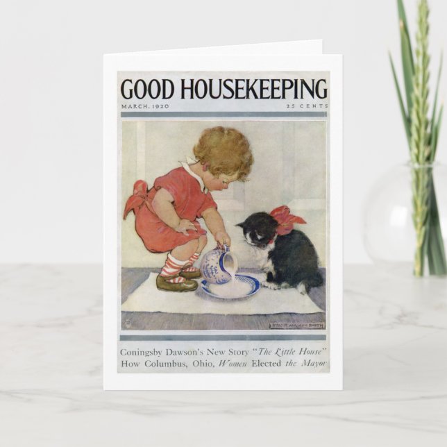 Girl and Kitten, Jessie Willcox Smith Card (Front)