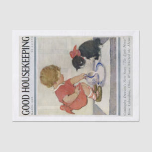 Girl and Kitten, Jessie Willcox Smith Tissue Paper