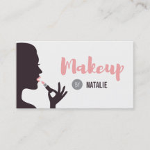 Girl and Lipstick Makeup Artist Business Cards