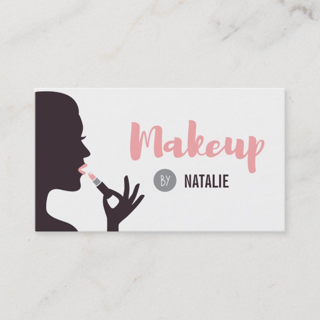 Girl and Lipstick Makeup Artist Business Cards (Front)