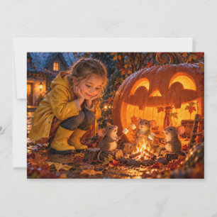 Girl and Mice Halloween Campfire Card