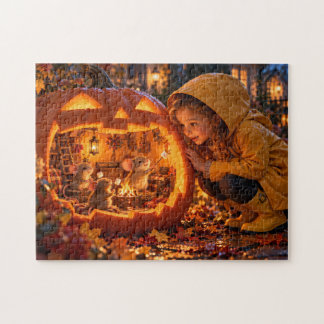 Girl and Mice in a Magical Pumpkin Jigsaw Puzzle