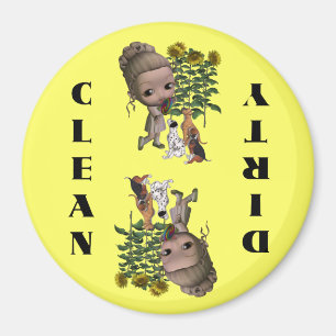 Girl And Puppies Cute Dishwasher Magnet