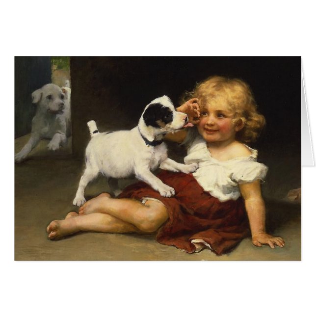 Girl and Puppy, All Occassions Blank Inside (Front Horizontal)