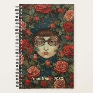Girl and Red Roses Planner