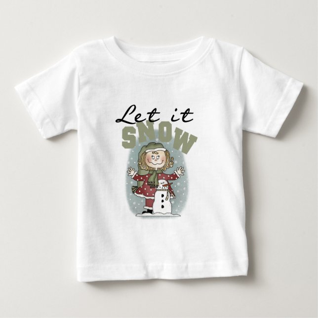 Girl and Snowman Let it Snow T-shirts (Front)