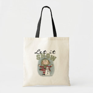 Girl and Snowman Let it Snow T-shirts Tote Bag