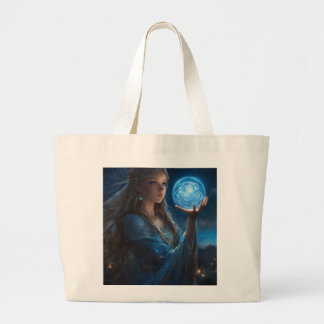 Girl and the Glowing moon Large Tote Bag