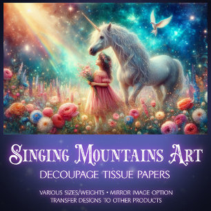 Girl And Unicorn Woodland Fairytale Decoupage Tissue Paper