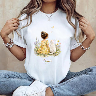 Girl and White Cat T-Shirt
