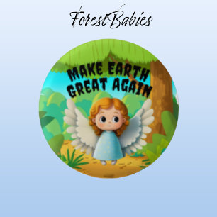 Girl Angel, Make Earth Great Again, Environmental 3 Cm Round Badge