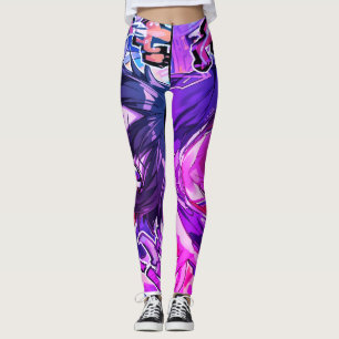 Girl Anime Art Cartoon on Customised Tight Leggings