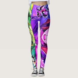 Girl Anime Art Colours Cartoon on Customised Tight Leggings