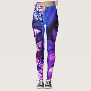 Girl Anime Art Colours Cartoon on Customised Tight Leggings