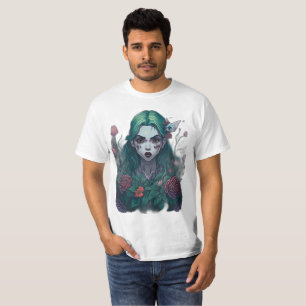 girl anime vintage flowers forest 1 T-Shirt