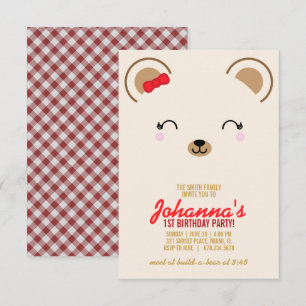 girl ANY AGE teddy BEAR PICNIC birthday party Invitation