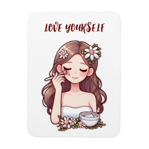 Girl applying skincare Love yourself Magnet