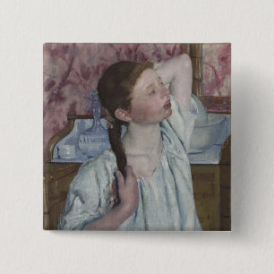 Girl Arranging Her Hair, 1886 (oil on canvas) 15 Cm Square Badge