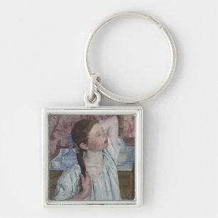 Girl Arranging Her Hair, 1886 (oil on canvas) Key Ring