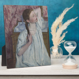 Girl Arranging Her Hair, 1886 (oil on canvas) Plaque