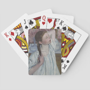 Girl Arranging Her Hair, 1886 (oil on canvas) Playing Cards