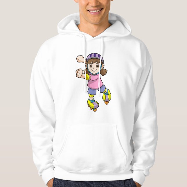 Girl as Skater with Skates & Helmet Hoodie (Front)