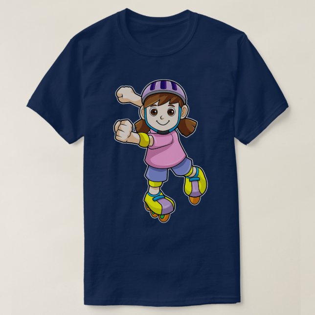 Girl as Skater with Skates Helmet T-Shirt (Design Front)