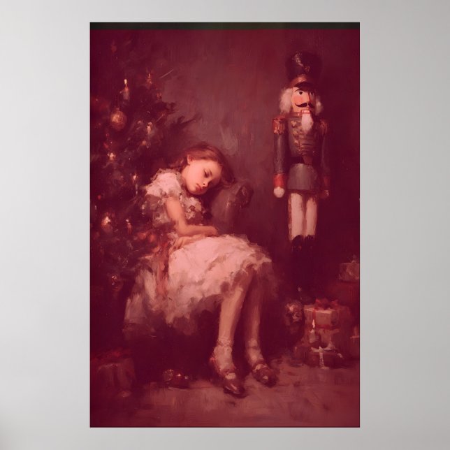 Girl Asleep By Christmas Tree With Nutcracker Poster (Front)