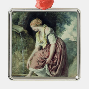 Girl at a Conduit Metal Ornament