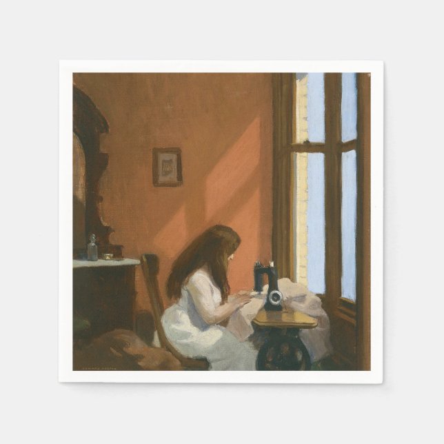 Girl at a Sewing Machine (by Edward Hopper) Napkin (Front)